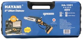 Akkus 15 cm-es láncfűrész HAYAMI HA-1001 + 2 db akkumulátor + tartozékok