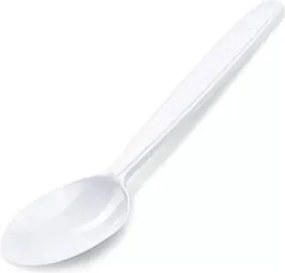 Evőkanál, műanyag, többször használatos, 18 cm, 50 db, fehér (KHMU313)