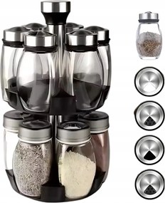 Stílusos Fűszertartó Állvány – Forgatható, Rozsdamentes Acél, 12 Tartály