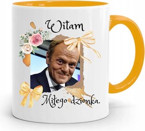 Donald Tusk Sárga Bögre Platform Ajándék fényképes nyomtatással