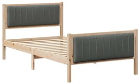 Ágykeret barna és sötétszürke 100 x 200 cm Tömör fenyőfa