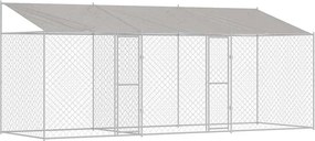 vidaXL Kutya ketrec tetővel Ezüst 600 x 200 x 256 cm Acél és PE
