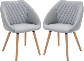 HOMCOM 2db-os Skandináv Stílusú Étkezőszék Szett - Zsugorodó Bükkfa Lábakkal - Ergonomikus Szürke Vászon Kárpit | Aosom