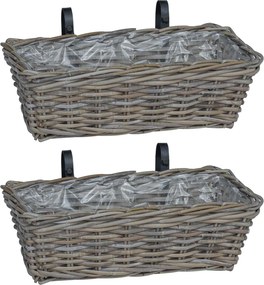 vidaXL Függő virágcserép kosár tárolóval 2 pcs Szürke 48 x 22 x 15 cm