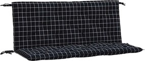 vidaXL 2 db fekete kockás szövet kerti padpárna 120 x 50 x 7 cm