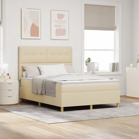 Box Spring Ágy Matraccal Krém 140x190 cm Szövet