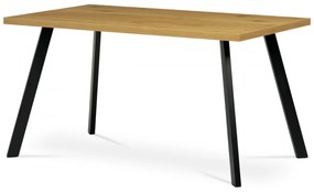 Modern Étkezőasztal Vadtölgy Színben Fekete Fém Lábbal. Méret: 140x85x75 cm. HT-740