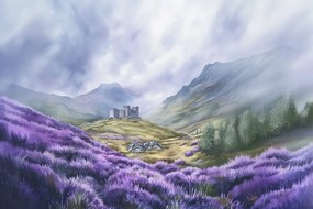 Canvas Vászonkép Tájkép Skócia Highland Hegyek Kastély Hanga 60x40