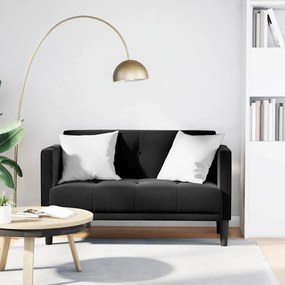 fekete bársony loveseat kanapé 111 cm