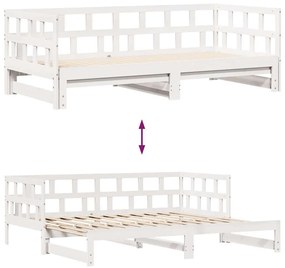fehér kihúzható heverő fiókokkal matrac nélkül 90 x 200 cm