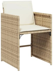 vidaXL 15 részes bézs polyrattan kerti étkezőgarnitúra párnákkal