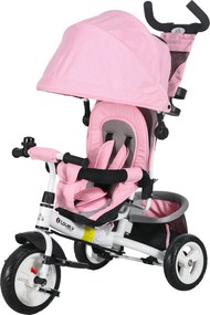 HOMCOM Gyerek Tricikli Evolúciós Tricikli Ülés Napernyővel, Kihajtható és Leválasztható Szülői Fogantyúval, Anyuka Táskával és Pohártartóval 102x49x10