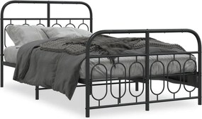 vidaXL fekete fém ágykeret fej- és lábtámlával 120 x 190 cm