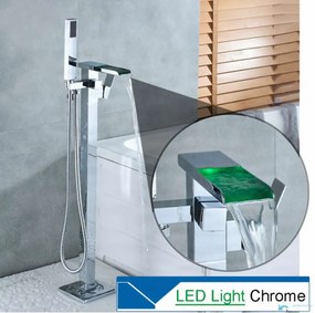 Szabadon álló SB1720 kádcsaptelep vízeséskifolyóval és LED-világítással, többféle színben — Króm – LED