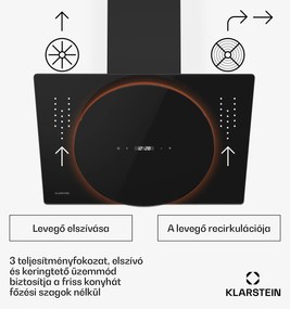 Klarstein Total Eclipse páraelszívó, LED világítás, érintős, 594,2 m³/h, elszívás/recirkuláció