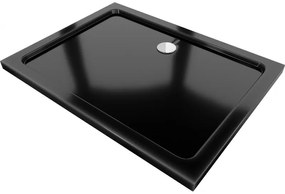 Mexen Flat téglalap alakú zuhanytálca slim 120 x 80 cm, fekete, króm szifon - 40708012