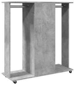 betonszürke szerelt fa ruhásszekrény kerékkel 102 x 38 x 110 cm