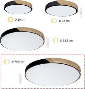 Brilagi - dimmelhető LED lámpatest PILANA LED/72W/230V tölgy/fekete átm. 80 cm + távirányító