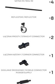 Zuma Line 3590 - Irányítható spotlámpa sínes rendszerhez MASTER 8xGU10/15W/230V fekete