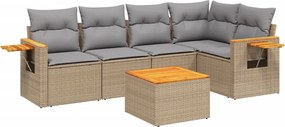 vidaXL 6 részes bézs polyrattan kerti ülőgarnitúra párnával