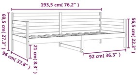 tömör fenyőfa kanapéágy matrac nélkül 90 x 190 cm