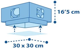 Dalber 63236T - Gyermek mennyezeti lámpa MOONLIGHT 2xE27/60W/230V kék