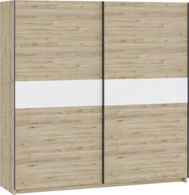 BERNO ruhásszekrény, 200 cm | Jackson hickory tölgy + Fehér