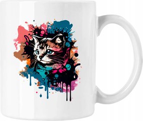Színes bögre Macska Art Fehér 330ml