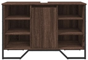 Barna tölgy szerelt fa fürdőszobai mosdószekrény 91x35x60 cm