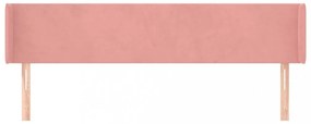 rózsaszín bársony szárnyas fejtámla 203x16x78/88 cm
