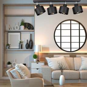 KÉSZLETKISÖPRÉS! Mennyzeti lámpa fekete fém búrával | Loft - Industrial | Glimex Lavor 4xE27 GKL44C