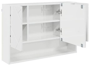 Fürdőszobai tükörszekrény Magasfényű fehér 80 x 17 x 55 cm