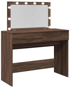 barna tölgy színű fésülködőasztal LED-del 100 x 40 x 120 cm
