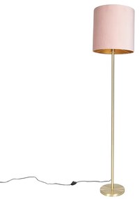 Romantikus állólámpa sárgarézzel, rózsaszín búrával 40 cm - Simplo