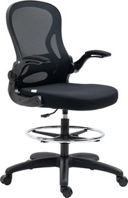 Vinsetto Tervező Szék Forgószék Magas Hátú Közepes Hátú Derék Támogatás Emelhető Karfa Állítható Magasság Teherbírás 120 kg 59x65x102-122 cm Fekete |