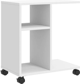 vidaXL fehér szerelt fa kisasztal kerékkel 50 x 30 x 55 cm