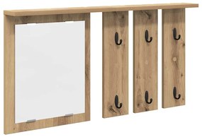 Fali Kabáthorog tükörrel kézműves tölgy 85 x 10 x 45 cm Faanyag