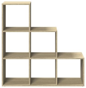 3 szintes sonoma tölgy fa térelválasztó könyvespolc 99x29x99 cm