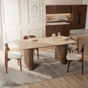 Téglalap alakú étkezőasztal 180 cm méretben, travertin/dió színben ARAMIS