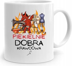 Bögre Ajándék Varrónő Szabó Pokolian Jó, fényképes nyomattal