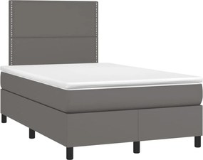 vidaXL szürke műbőr rugós ágy matraccal 120x190 cm