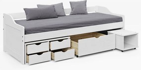 Ágy tárolóhellyel, fehér, tömörfa, 90x200, MAXI NEW