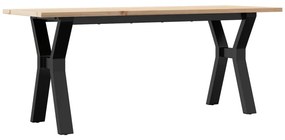 tömör fenyőfa és öntöttvas dohányzóasztal Y-vázzal 110x40x45 cm