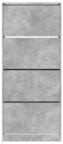 betonszürke cipőszekrény 4 kihajtható fiókkal 80x34x187,5 cm