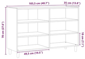 antik fa színű szerelt fa tálalószekrény 103,5 x 35 x 70 cm