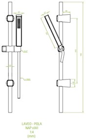Laveo Pola, zuhanyoszlop kézizuhany készlettel, 1 funkciós, króm, LAV-NAP_01A1