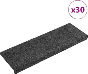vidaXL öntapadós lépcsőszőnyegek 30 db 65 x 21 x 4 cm sötétszürke téglalap alakú széllel