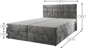 Kárpitozott boxspring ágy GLORIEN 160x200 cm bíbor Matrac: Bonell rugós matrac
