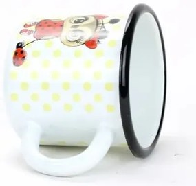 Belis Smaltált bögre bagoly és katicabogárral, 7cm, 0,25 l
