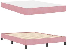 Boxspring ágy matraccal Rózsaszín 140 x 190 cm Bársony